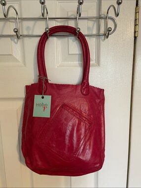 HOBO Fuchsia Leather Hobo Tote with Front Pocket
